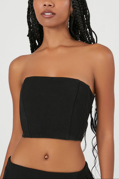 Cropped Lace-Up Tube Top