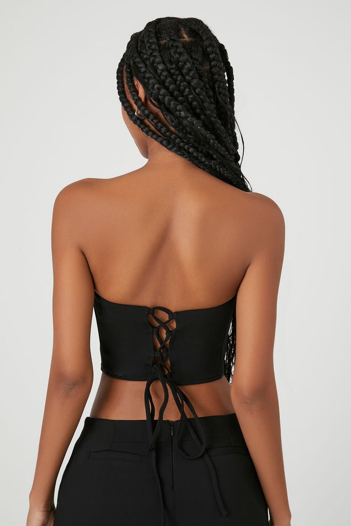 Cropped Lace-Up Tube Top