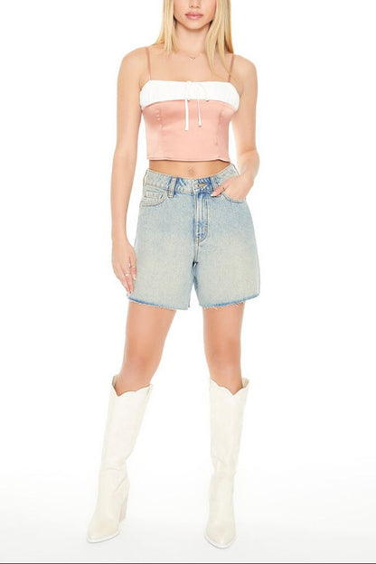 Cropped Satin Colorblock Cami