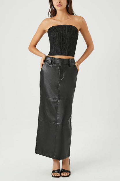 Cropped Sweater-Knit Tube Top