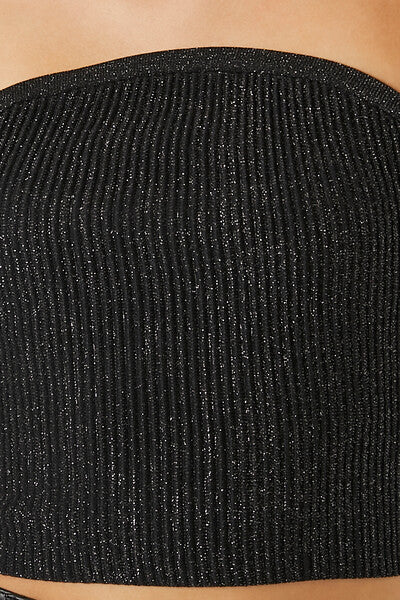 Cropped Sweater-Knit Tube Top