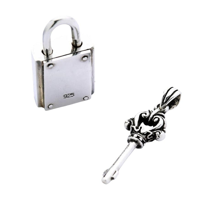 The back of the silver lock and key pendants, showing the 925 hallmark stamp.