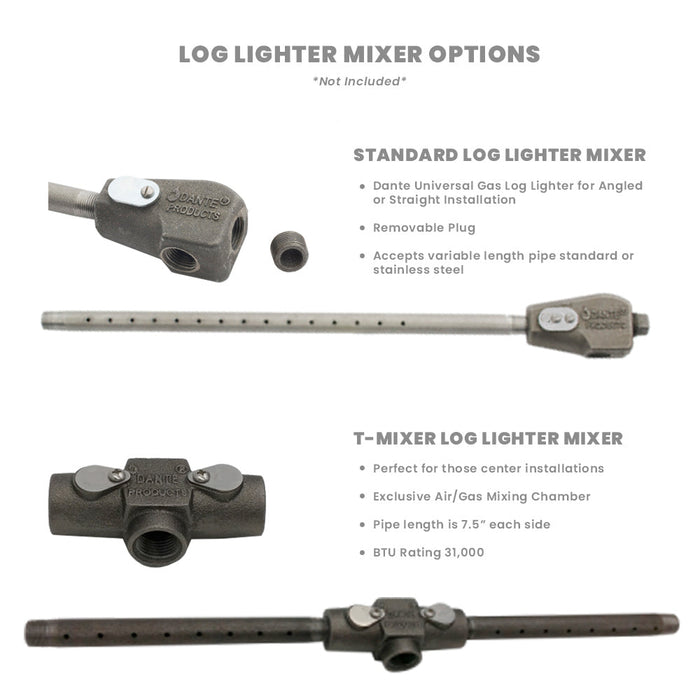Dante Stainless Steel Gas Fireplace Log Lighter Burner Pipe