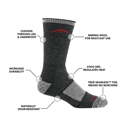 Darn Tough 1405 Men's Hiker Boot Full Cushion Midweight Hiking Socks - Olive