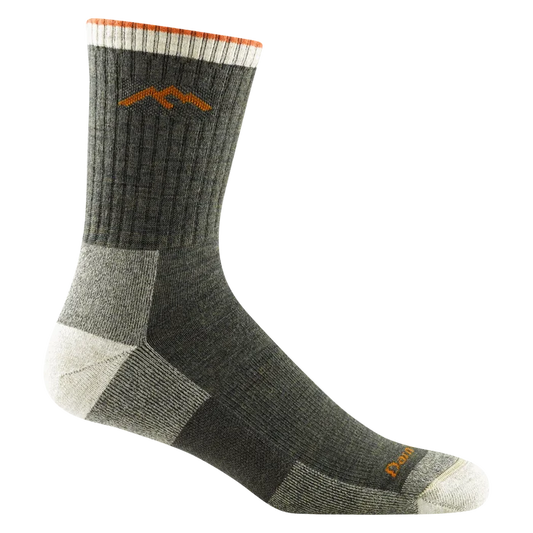Darn Tough Men's Hiker Micro Crew Midweight Hiking Sock 1466 w/ Cushion - Olive