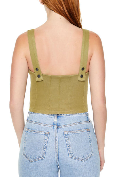 Denim Zip-Up Crop Top