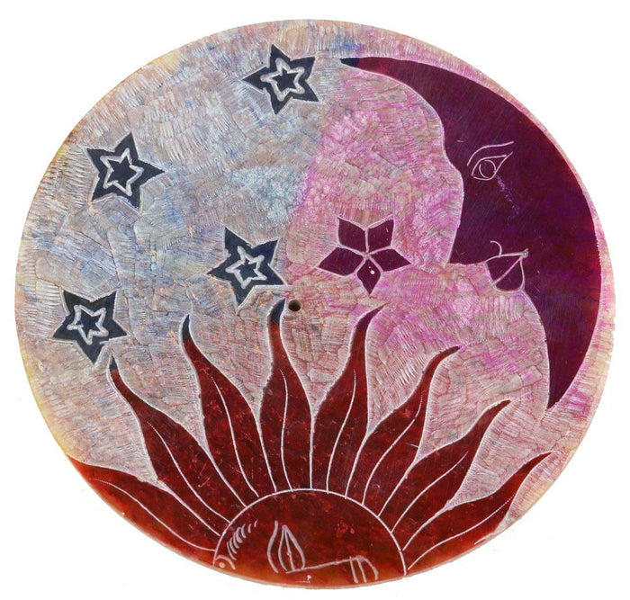 Designs by Deekay Inc. - Round Soapstone Incense Burner (4 in.) - Sun & Moon