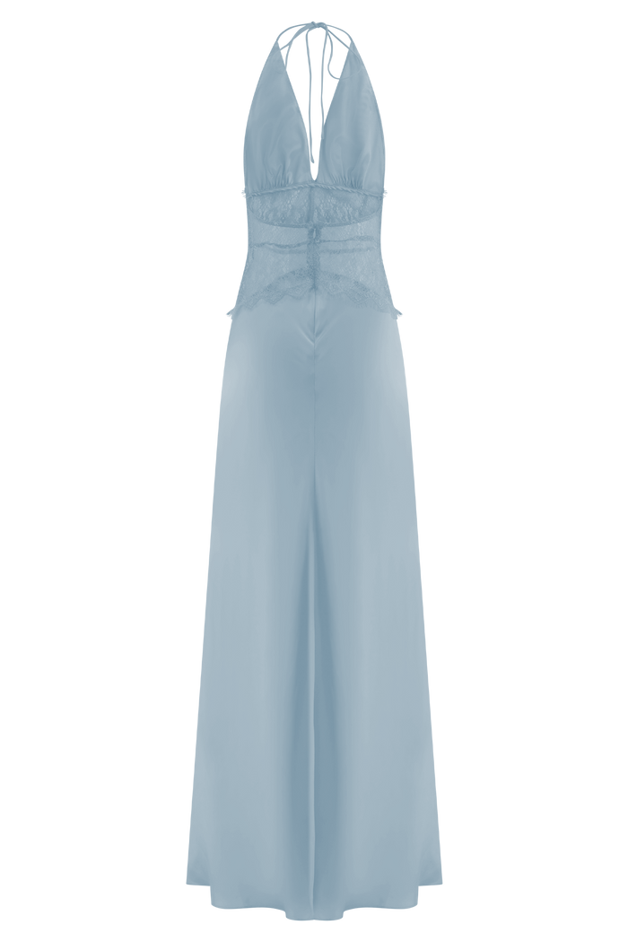 Dinah Lace And Satin Maxi Dress - Cornflower Blue