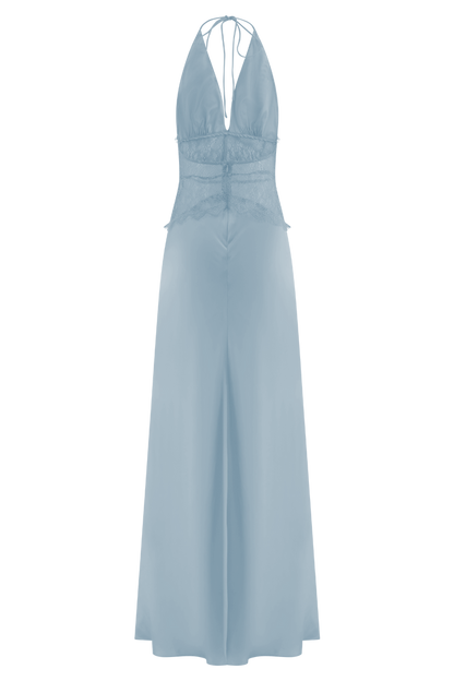 Dinah Lace And Satin Maxi Dress - Cornflower Blue