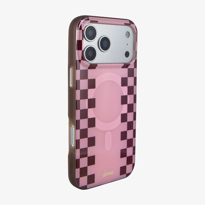 Diner Check Pink / Cognac MagSafe® Compatible iPhone Case