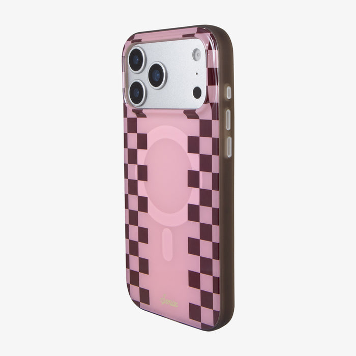 Diner Check Pink / Cognac MagSafe® Compatible iPhone Case