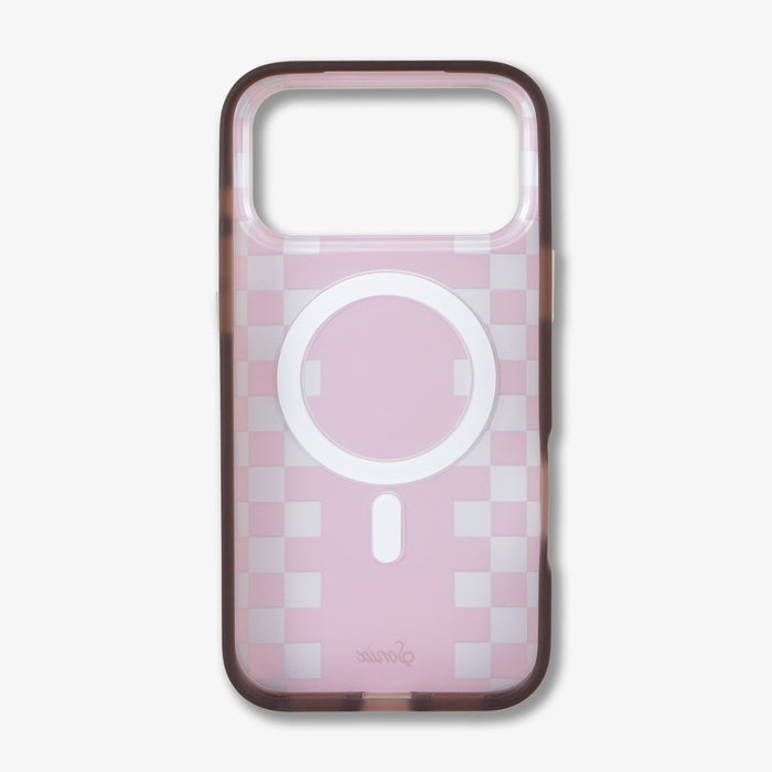 Diner Check Pink / Cognac MagSafe® Compatible iPhone Case