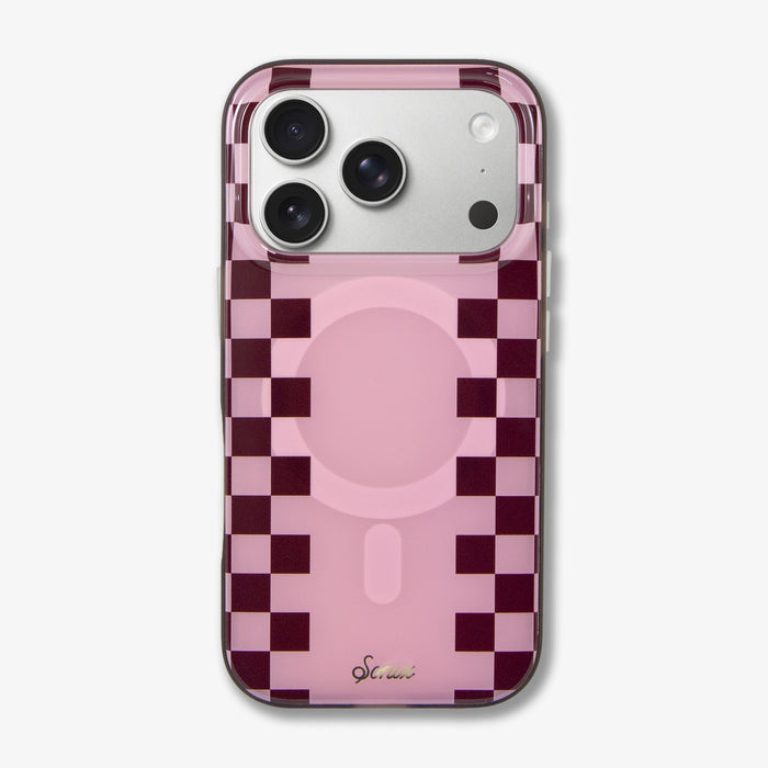 Diner Check Pink / Cognac MagSafe® Compatible iPhone Case