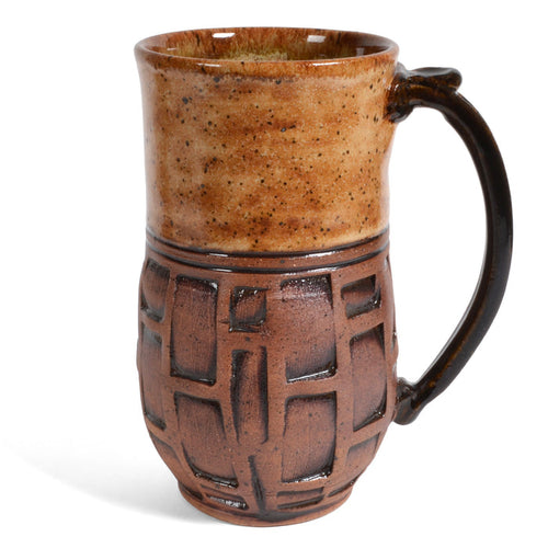 Dirty Dog Pottery Embossed 18-ounce Tall Mug, Brown