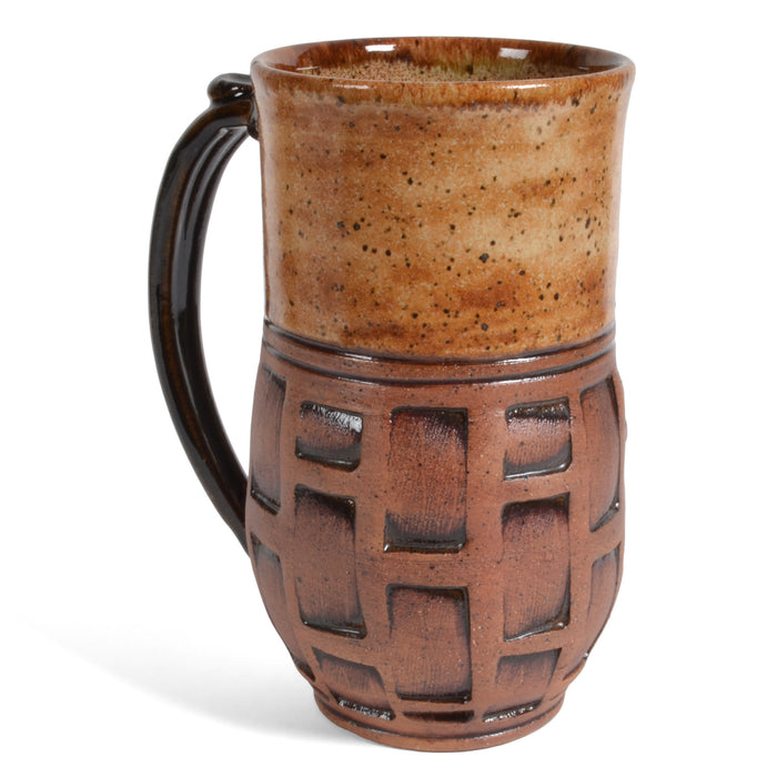 Dirty Dog Pottery Embossed 18-ounce Tall Mug, Brown
