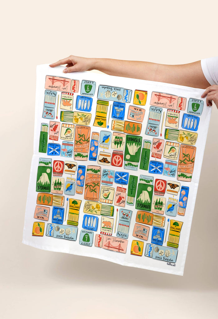 doodles.ink. - California Matchboxes Tea Towel