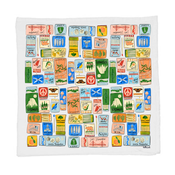 doodles.ink. - California Matchboxes Tea Towel