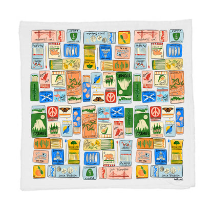 doodles.ink. - California Matchboxes Tea Towel