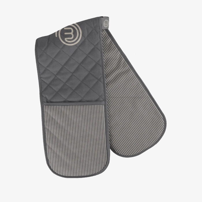UK MASTERCHEF DOUBLE OVEN GLOVES TEXTILES EARTH TONES KITCHENWARE