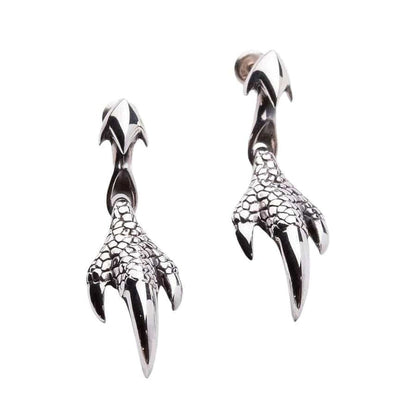 Fantasy-inspired dragon claw earrings vertical display showing 48mm drop length