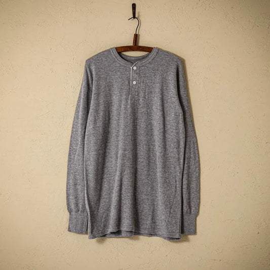 Dubble Works LOT.54003 Thermal Henley Neck Tee - Heather Grey