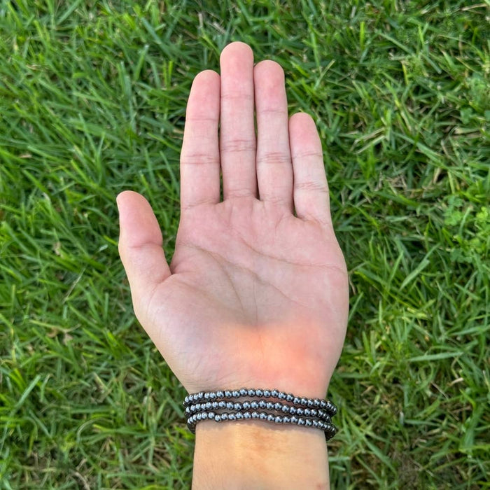 Earths Elements Wholesale - Crystal Bracelet - 4mm Hematite, pack of 5
