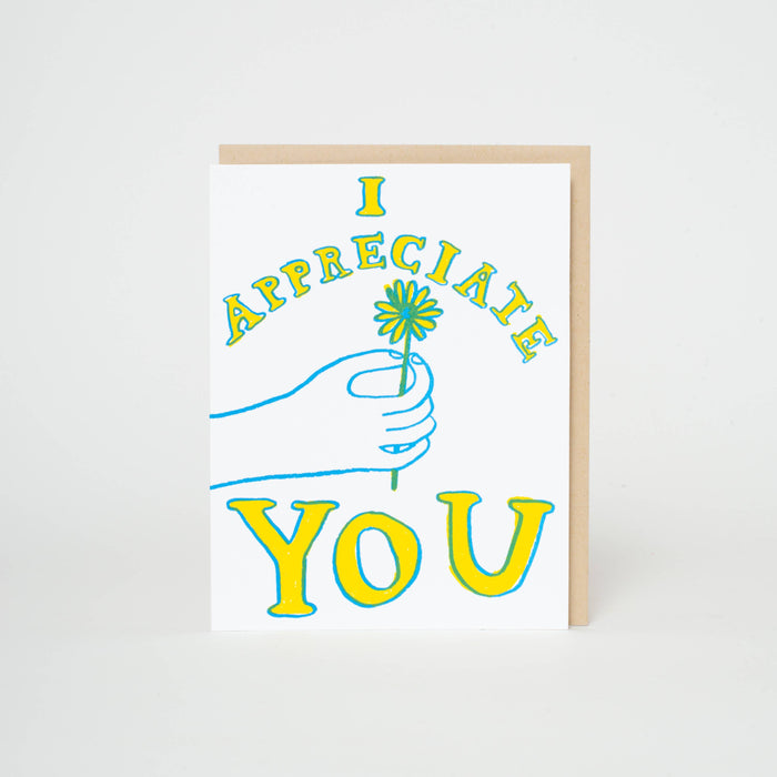Egg Press Manufacturing - Appreciate You Flower Letterpress Greeting Card by Egg Press: Paper tab
