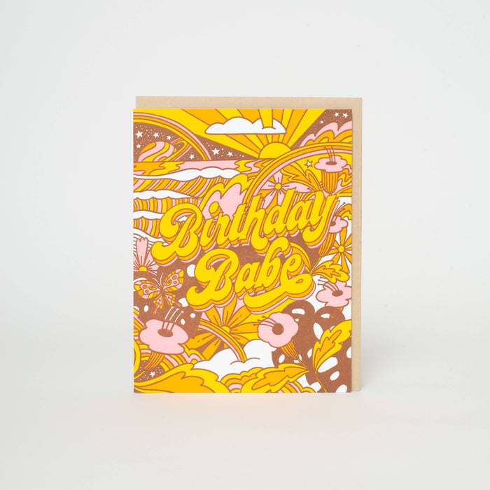 Egg Press Manufacturing - Birthday Babe Psychedelic Letterpress Greeting Card by Hello!Lucky: Paper tab