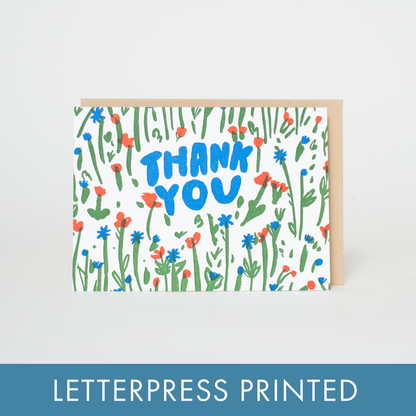 Egg Press Manufacturing - Thank You Meadow Letterpress Greeting Card by Egg Press: Paper tab