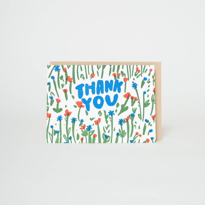 Egg Press Manufacturing - Thank You Meadow Letterpress Greeting Card by Egg Press: Paper tab