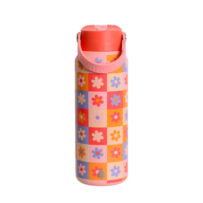 Elemental - Core Insulated Leakproof Bottle w/Handle 40oz - Checkered Flowers