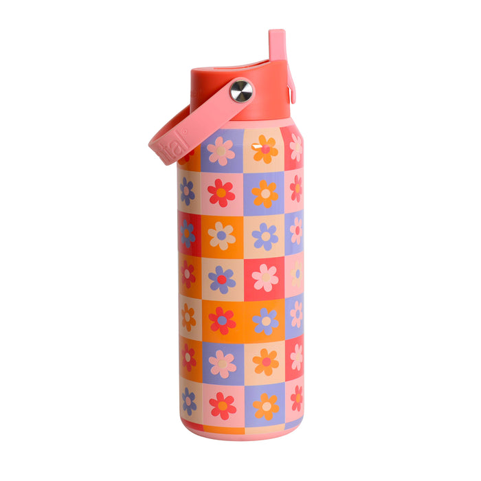 Elemental - Core Insulated Leakproof Bottle w/Handle 40oz - Checkered Flowers