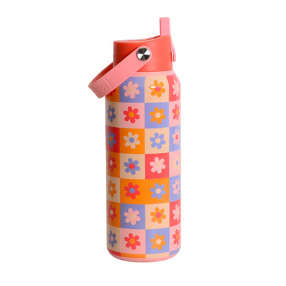 Elemental - Core Insulated Leakproof Bottle w/Handle 40oz - Checkered Flowers