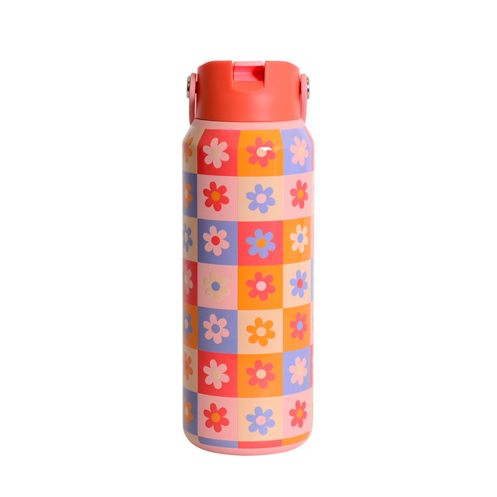 Elemental - Core Insulated Leakproof Bottle w/Handle 40oz - Checkered Flowers