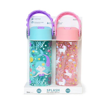 Elemental - Splash Pop Fidget Handle Bottle 18oz - Mermaid/Pink Unicorn