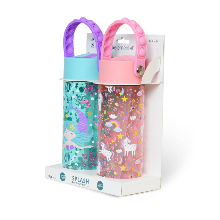 Elemental - Splash Pop Fidget Handle Bottle 18oz - Mermaid/Pink Unicorn