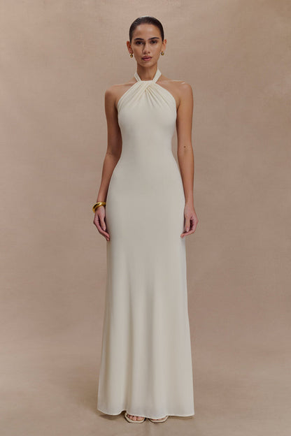 Elyna Slinky Halter Maxi Dress - Ivory