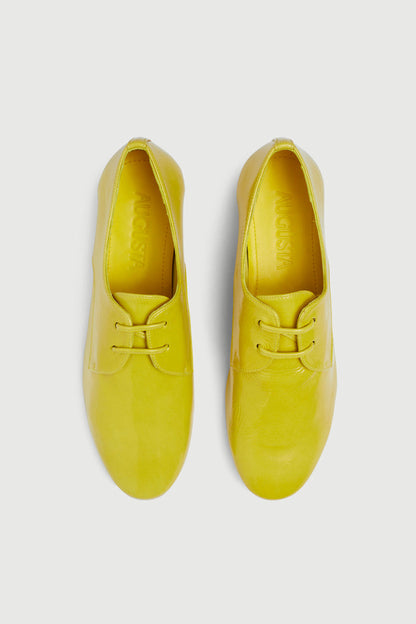Emma Oxford Flats in Lime Patent Leather