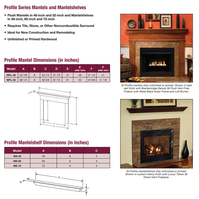 Empire Profile Fireplace Mantel Shelf