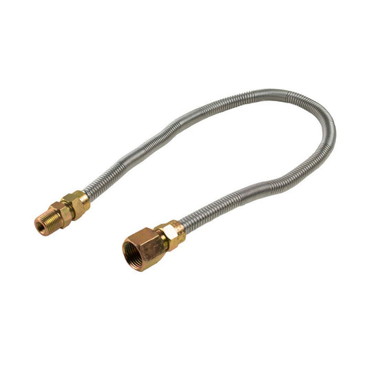 Empire Stainless Steel 24 Inch Gas Flex Line, 3/8-Inch MIP x 3/8-Inch FIP