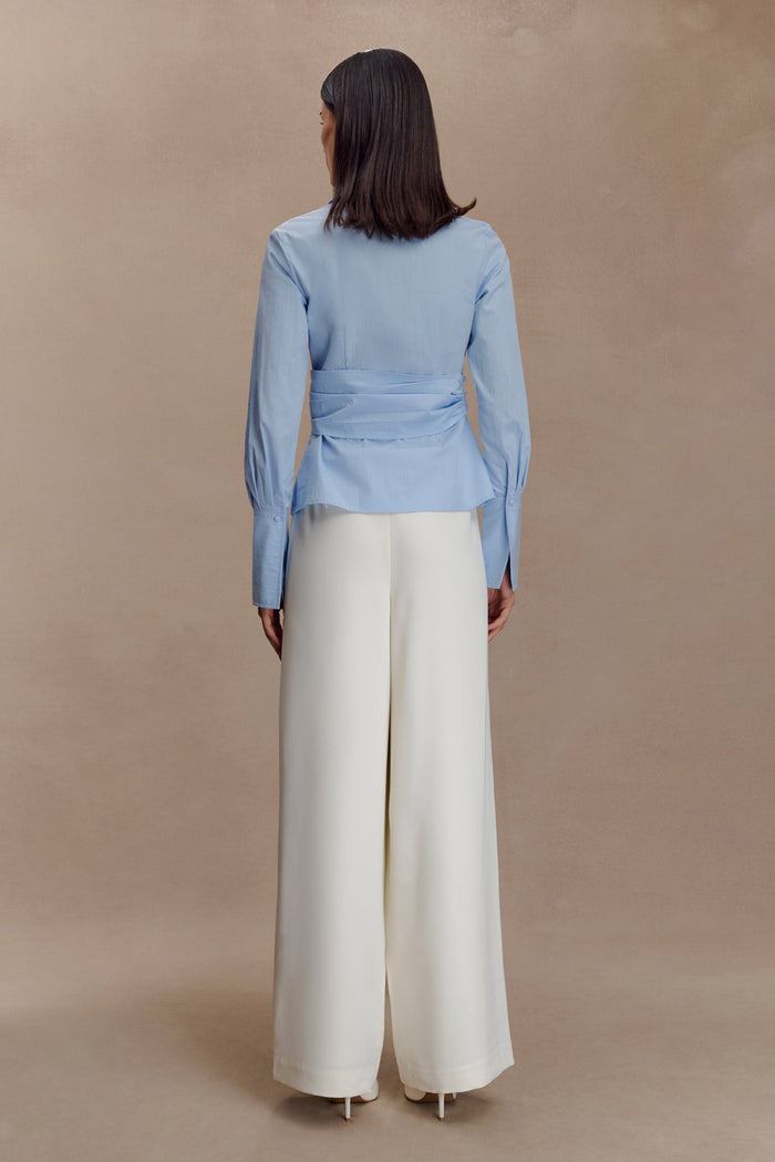 Eugenia Wrap Cotton Shirt - Blue