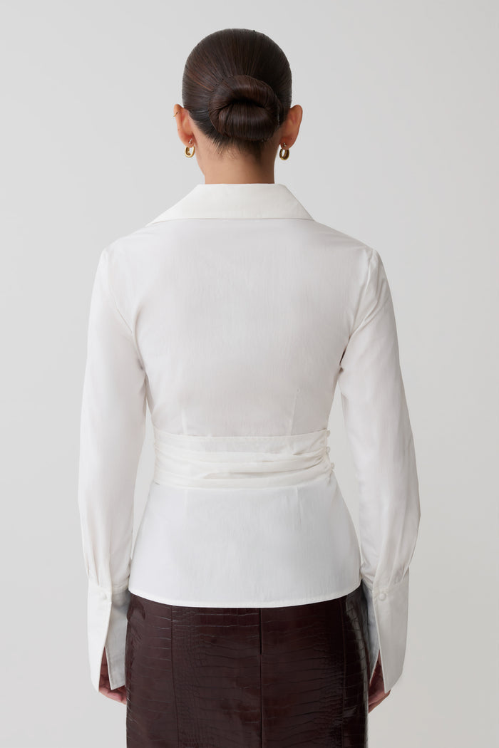 Eugenia Wrap Cotton Shirt - White