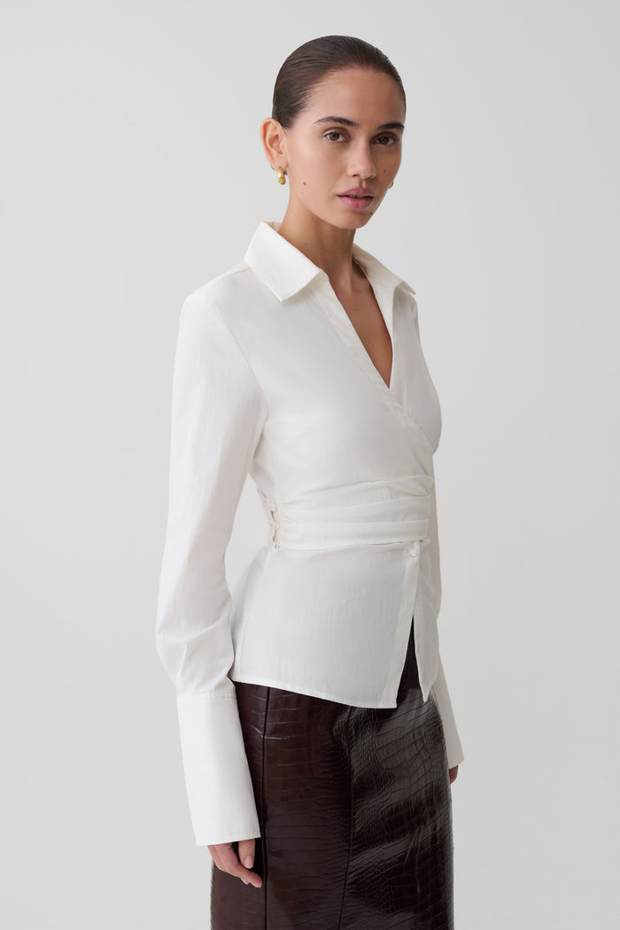 Eugenia Wrap Cotton Shirt - White