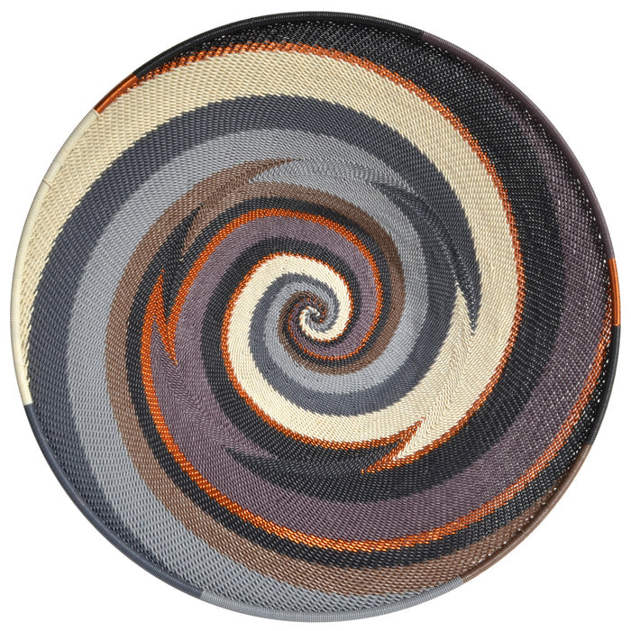 Fair Trade Zulu Telephone Wire 12-inch Platter Basket, Gray Mist