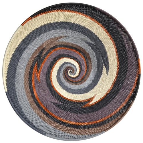 Fair Trade Zulu Telephone Wire 12-inch Platter Basket, Gray Mist