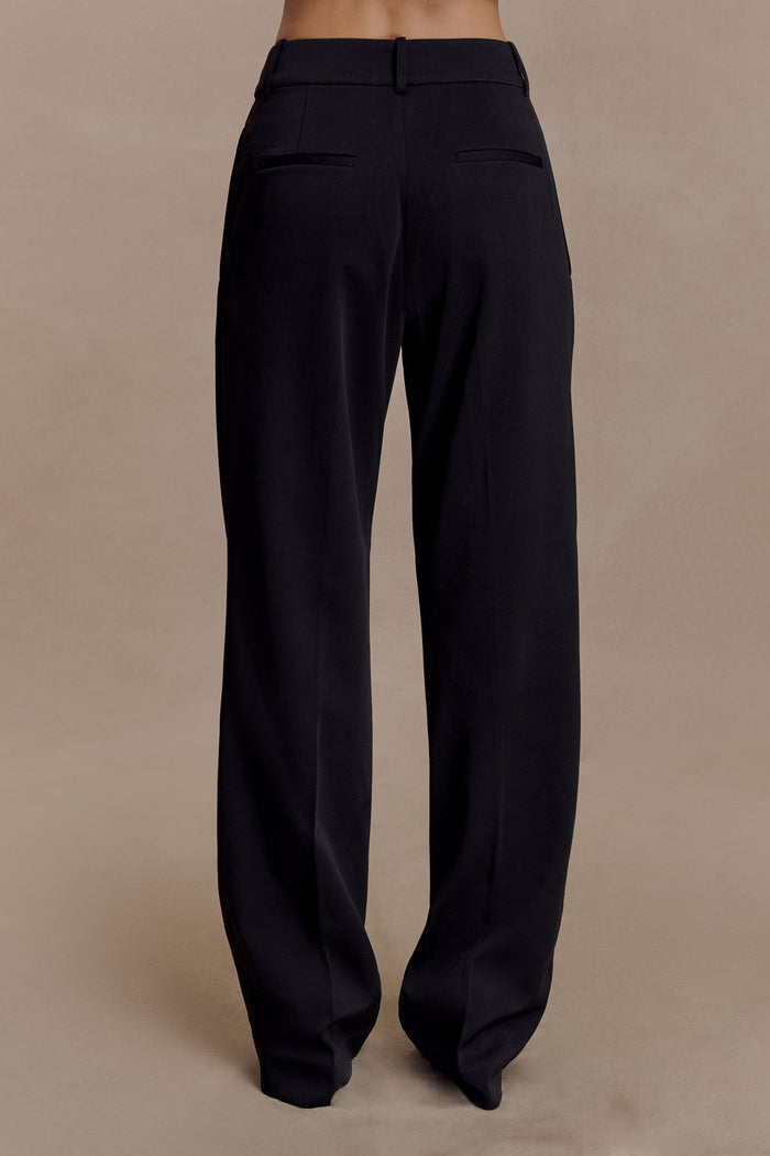 Fatima Satin Straight Leg Pant - Black