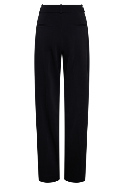 Fatima Satin Straight Leg Pant - Black