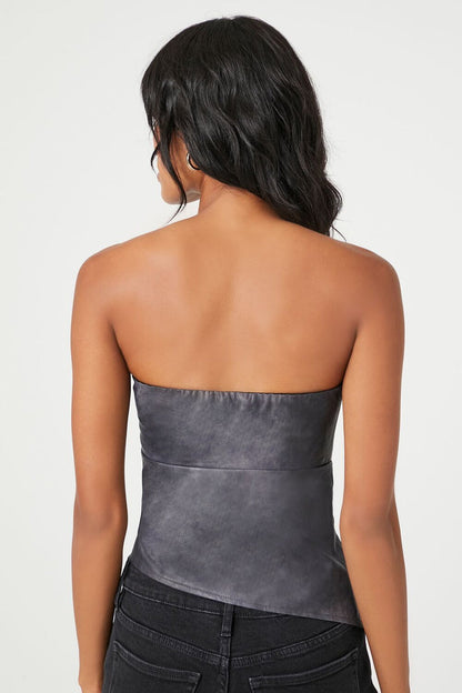 Faux Leather Asymmetrical Tube Top