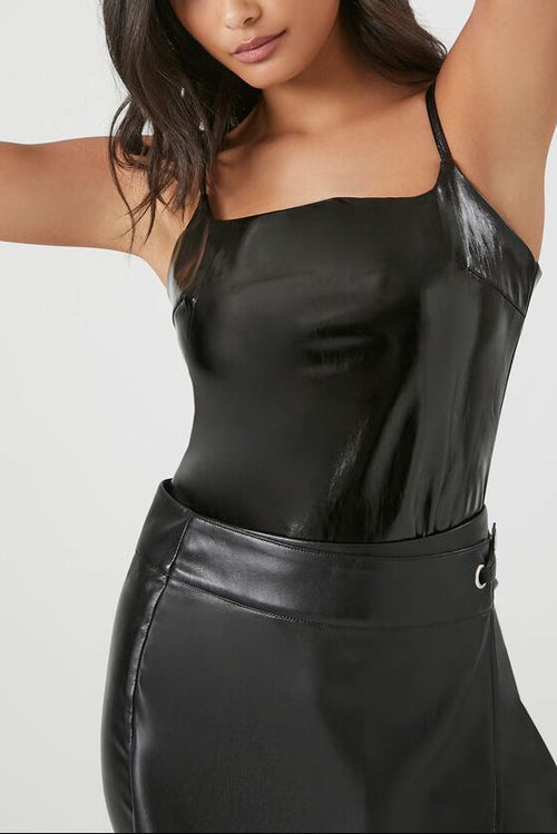 Faux Patent Leather Bodysuit