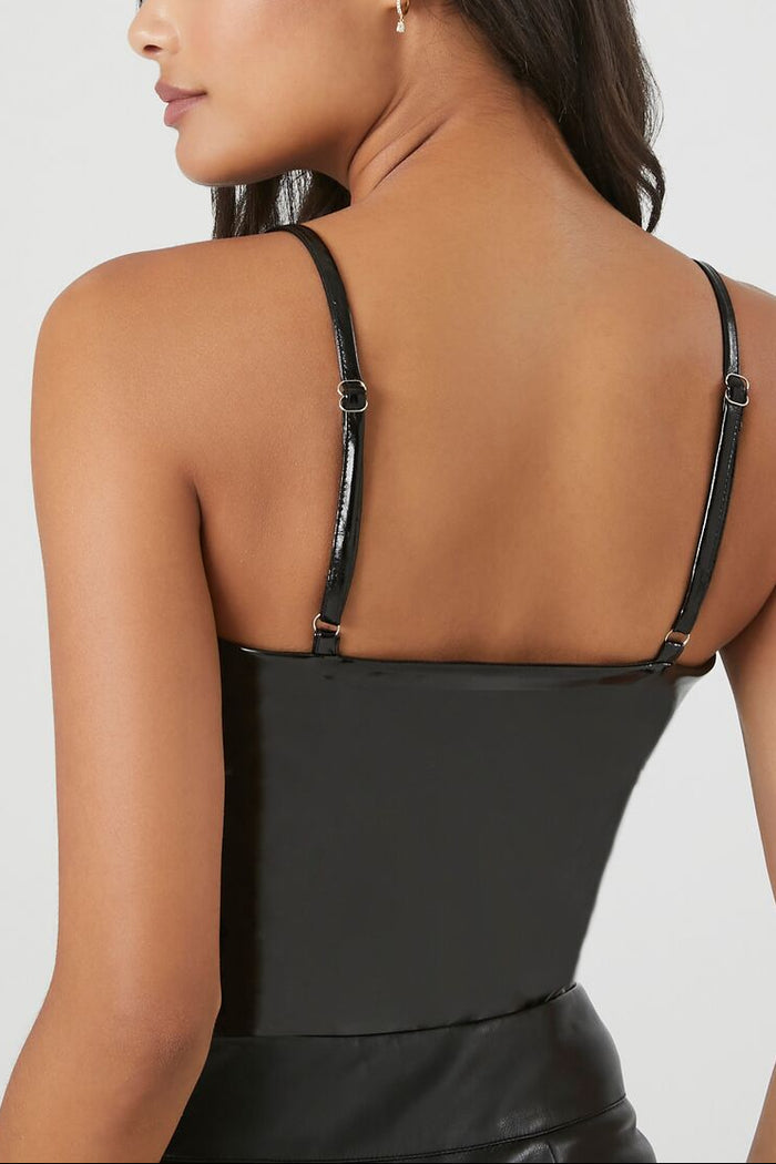 Faux Patent Leather Bodysuit